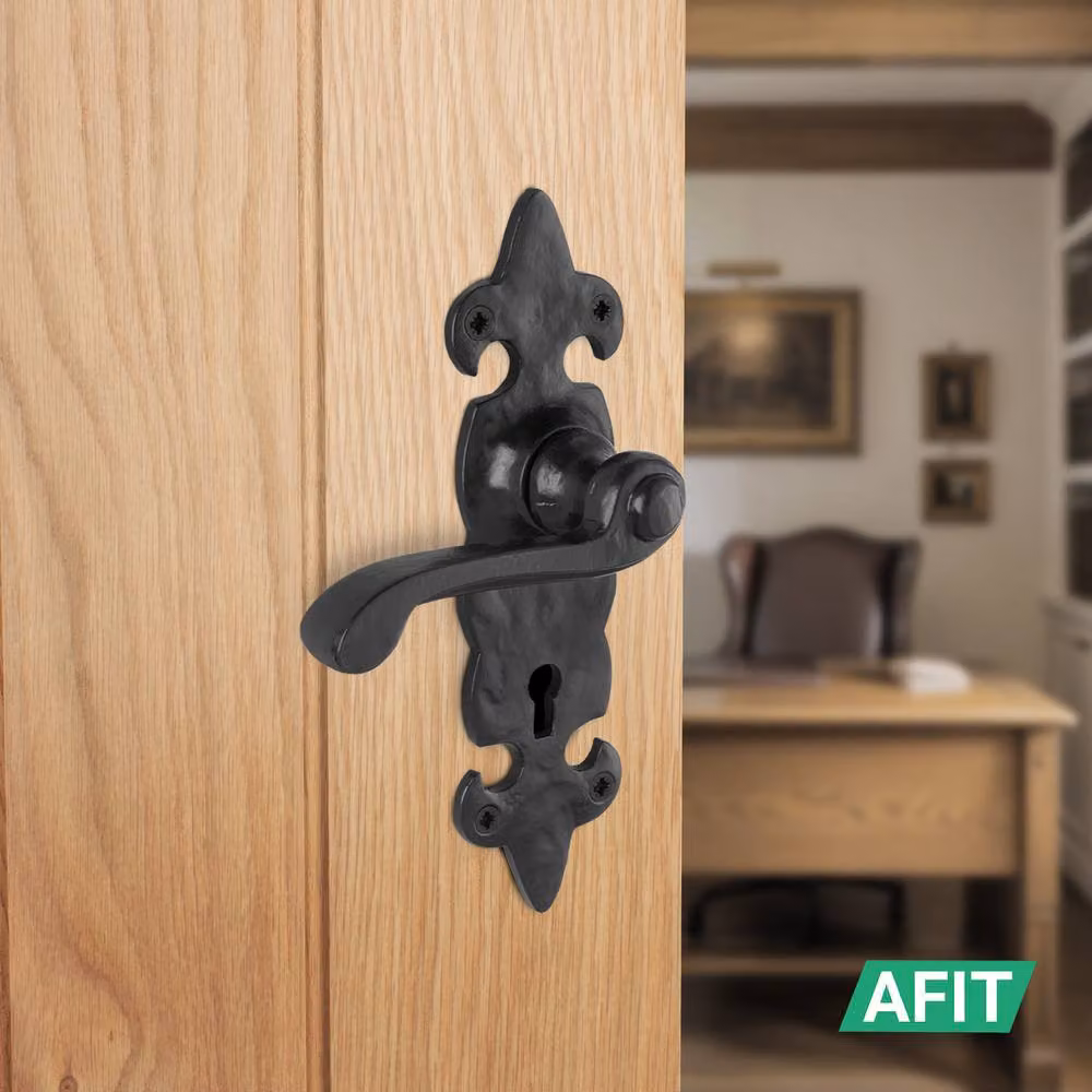 AFIT Black Antique Cast Iron Door Handles with Key Lock and 1 Pair of Hinges, W/D/H: 15.0 x 15.0 x 6.4 cm – 5
