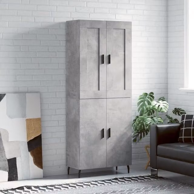 Berkfield Home Modern Highboard in Concrete Grey, W: 69.5 cm, D: 34 cm, H: 180 cm