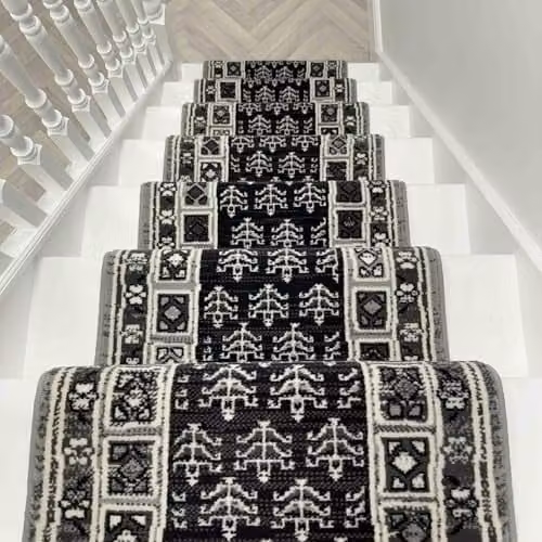 runrug Mayan Grey Stair Runner Carpet, Stain-Resistant and Anti-Static, W: 70 cm, L: 690 cm – 6