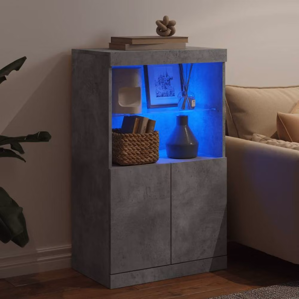Berkfield Home Sideboard with Integrated LED Lights in Concrete Grey, W: 60.5 cm, D: 37 cm, H: 100 cm – 4