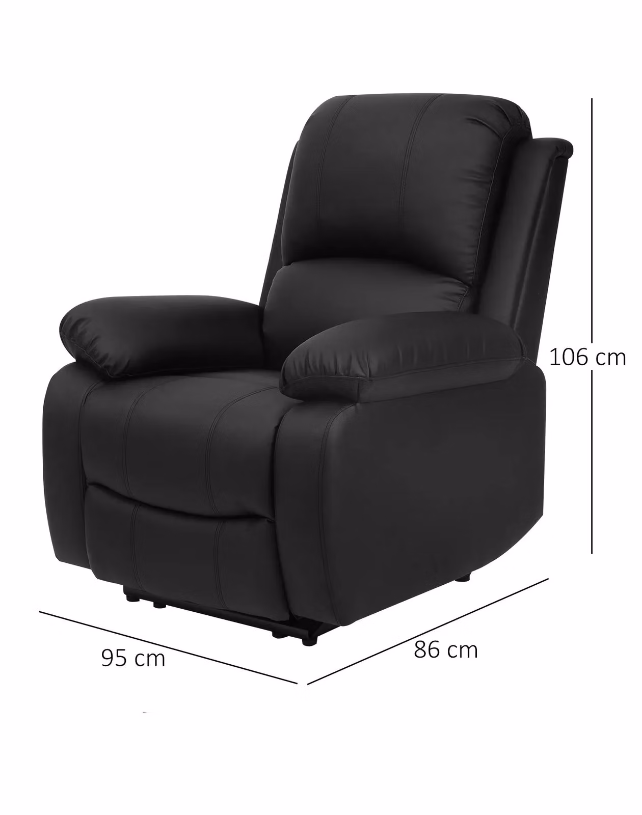 Comfy Living Ltd Black Bonded Leather Reclining Armchair – 2