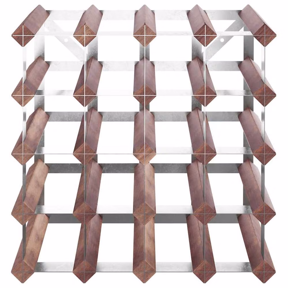 Berkfield Home Rustic Brown Solid Wood Pine Wall Mounted Wine Rack for 20 Bottles – 4