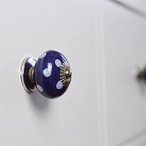 Nicola Spring Blue Polished Ceramic Cabinet Knobs, Pack of 6 – 3