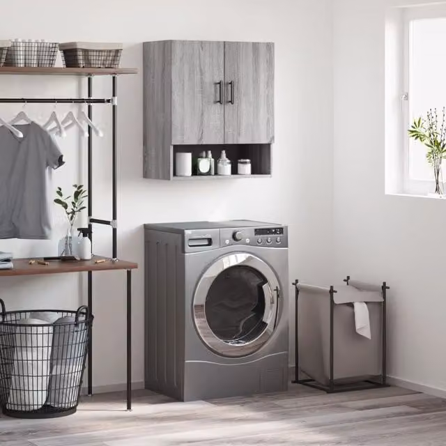 Berkfield Home Wall Cabinet in Grey Sonoma, W/D/H: 60 x 31 x 70 cm – 1