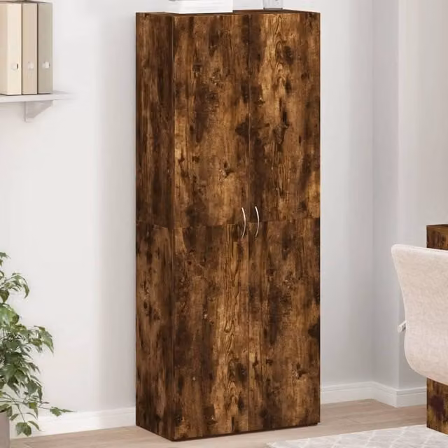 Berkfield Home Smoked Oak File Cabinet in Brown, W/D/H: 60 x 32 x 153 cm