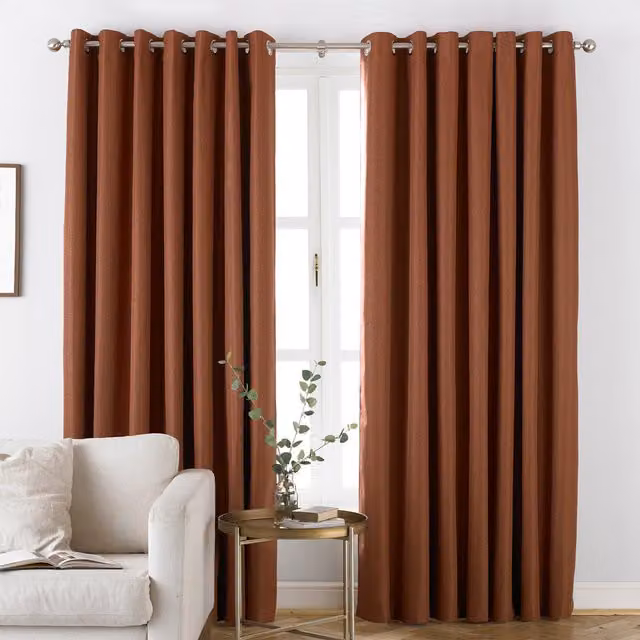 Moon Premium Thermal Blackout Eyelet Curtain Pair in Orange, W: 137 cm, H: 168 cm