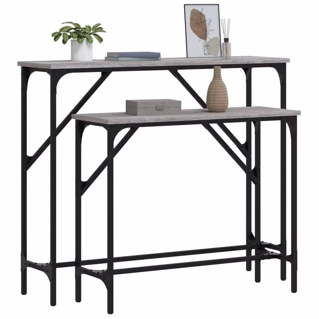 Berkfield Home Set of 2 Grey Sonoma Industrial Style Console Tables – 3