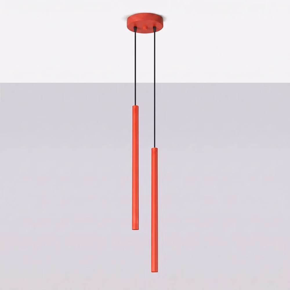 Sollux Lighting modern red metal pendant lamp with 2 lights, W/D/H: 118 x 15 x 15 cm – 2