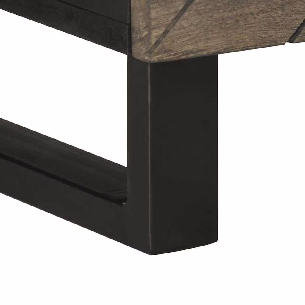 Berkfield Home Black Mango Wood TV Cabinet W: 100 cm, D: 33 cm, H: 46 cm – 6