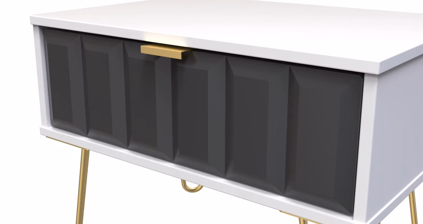 2 U Metro Wide 1 Drawer Side Table in Dark Grey and Gold – 3