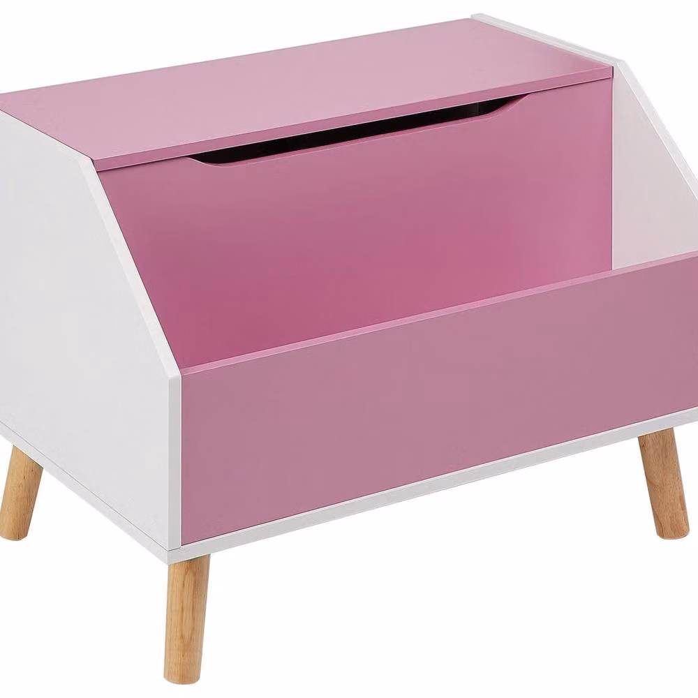Wyld and Coco Pink Kids Storage Box with Soft-Close Lid and Rubberwood Legs – 2