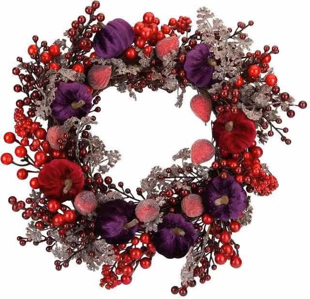 VFM e-Store Christmas Wreath Decoration in Multicolour, Red and Purple, W: 41 cm, H: 38 cm – 1