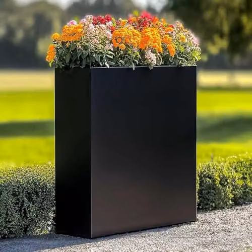 Access Garden Products Galvanised Steel Trough Planter, Matte Black, W: 25 cm, D: 75 cm, H: 90 cm