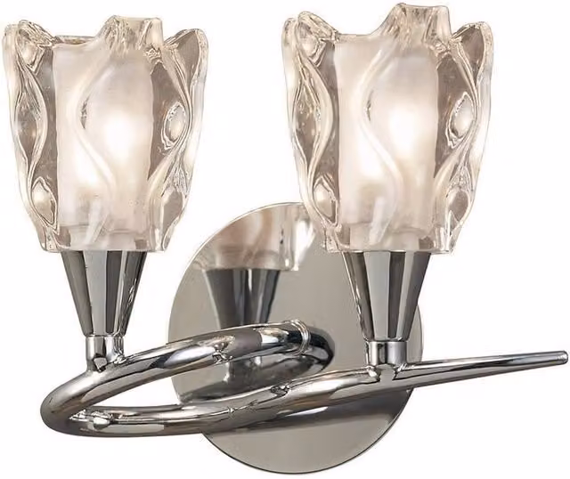 Netlighting Amel Switched 2 Light Wall Lamp in Polished Chrome and Silver with Transparent Glass and GU10 Bulbs – 1
