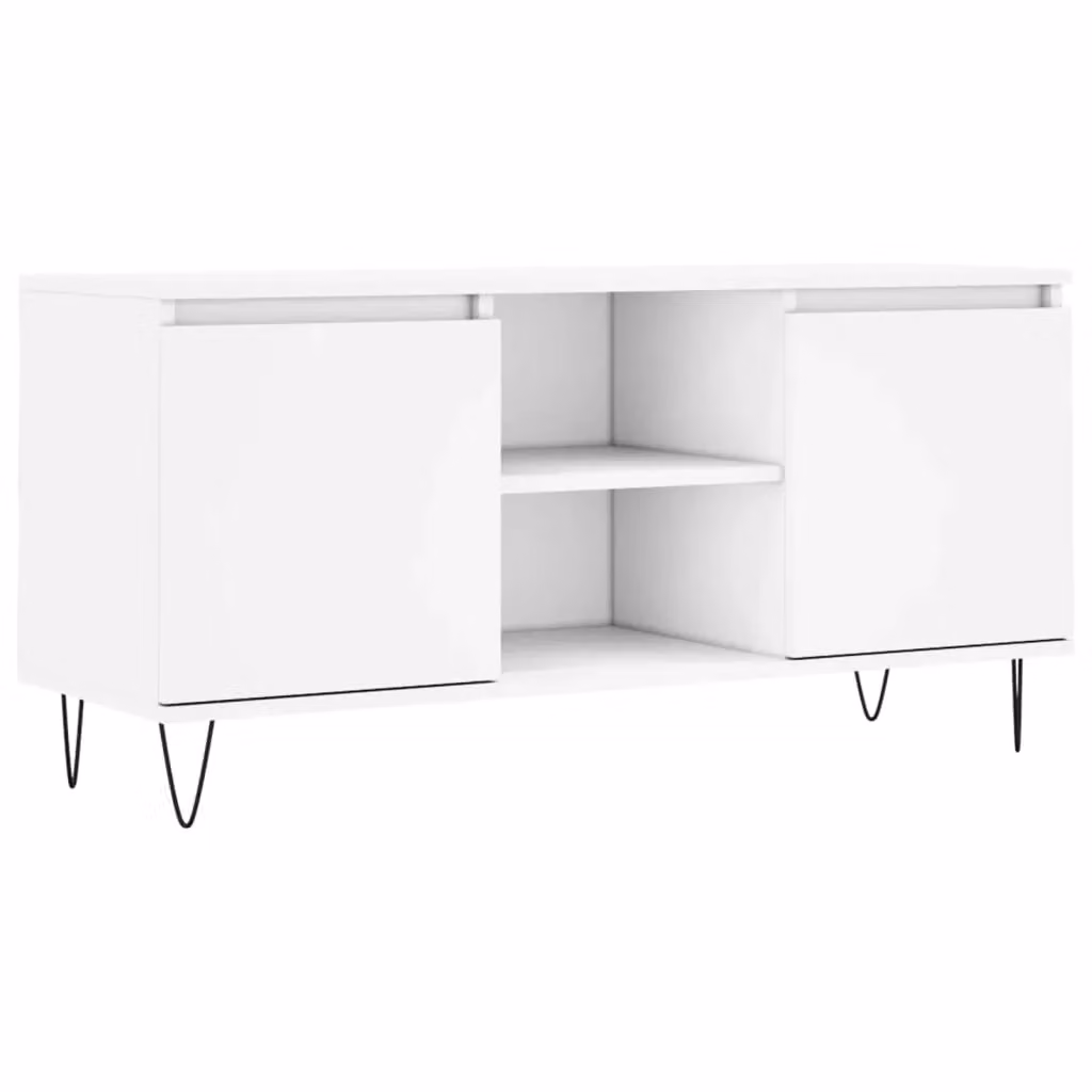 Berkfield Home Modern White TV Cabinet W: 104 cm, D: 35 cm, H: 50 cm – 2