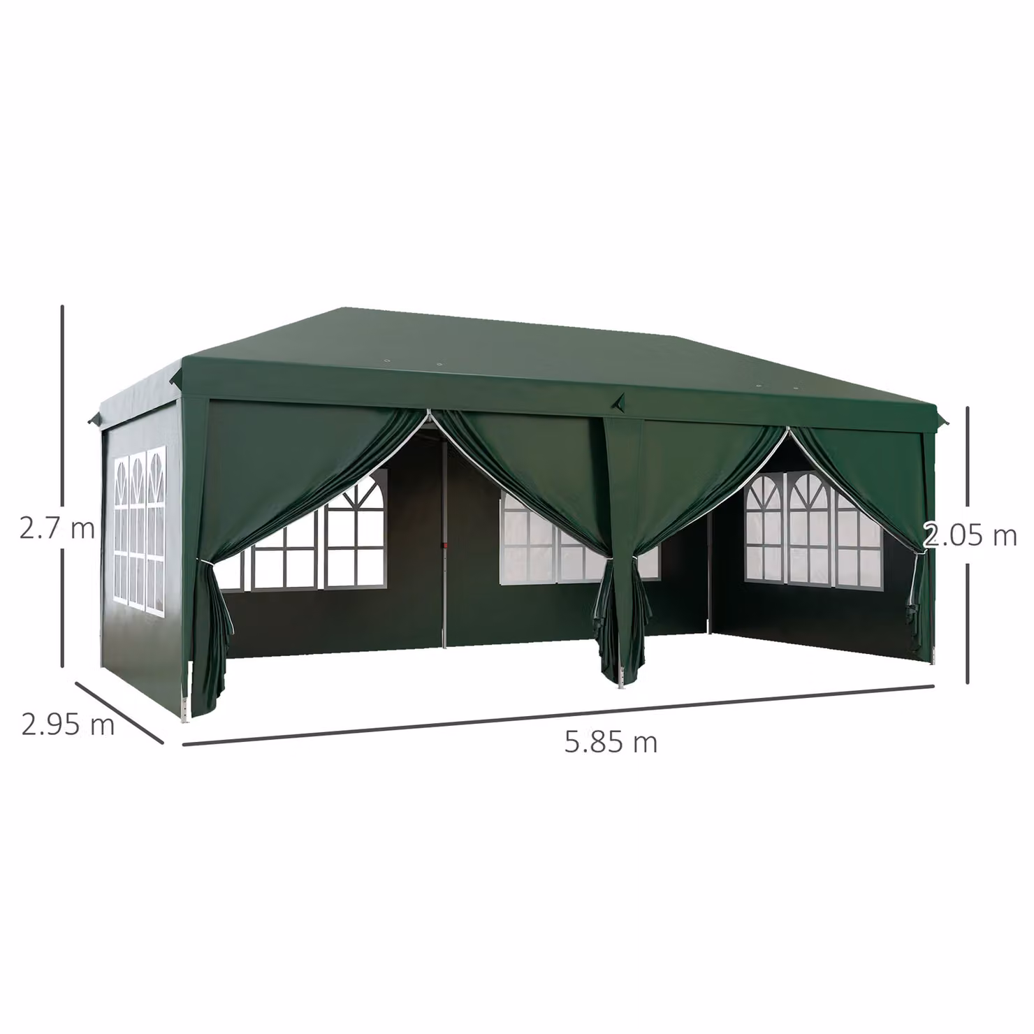 Outsunny Pop Up Gazebo with Sides and Windows, Waterproof Marquee Party Tent, Dark Green, W: 600 cm, D: 300 cm, H: 270 cm – 3