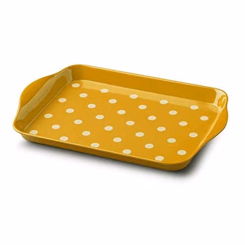 Zeal Melamine Dotty Rectangular Serving Tray with Handles in Yellow, W: 18 cm – 3