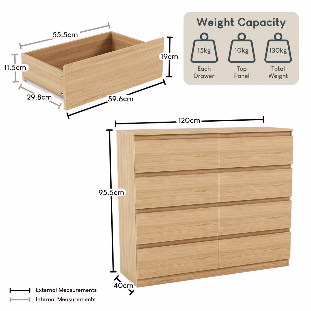 HD Designs Denver 8 Drawer Chest of Drawers in Brown – 2