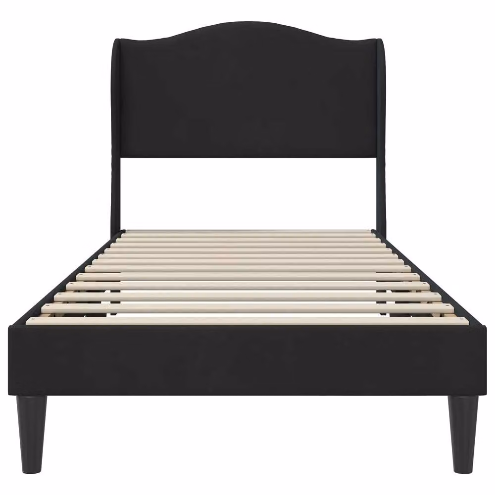 Berkfield Home Black Velvet Bed Frame with Headboard, W/D/H: 90 x 190 cm – 3