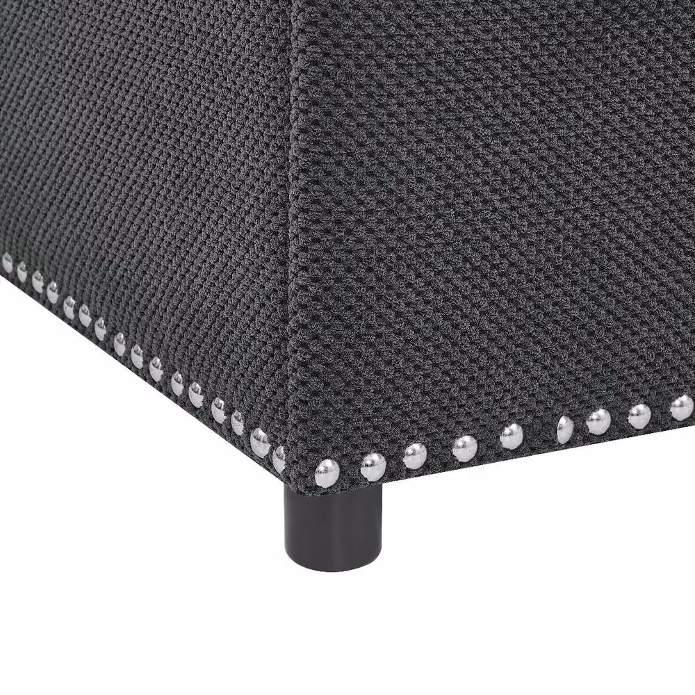 Rolipo Dark Grey Square Fabric Storage Ottoman – 7