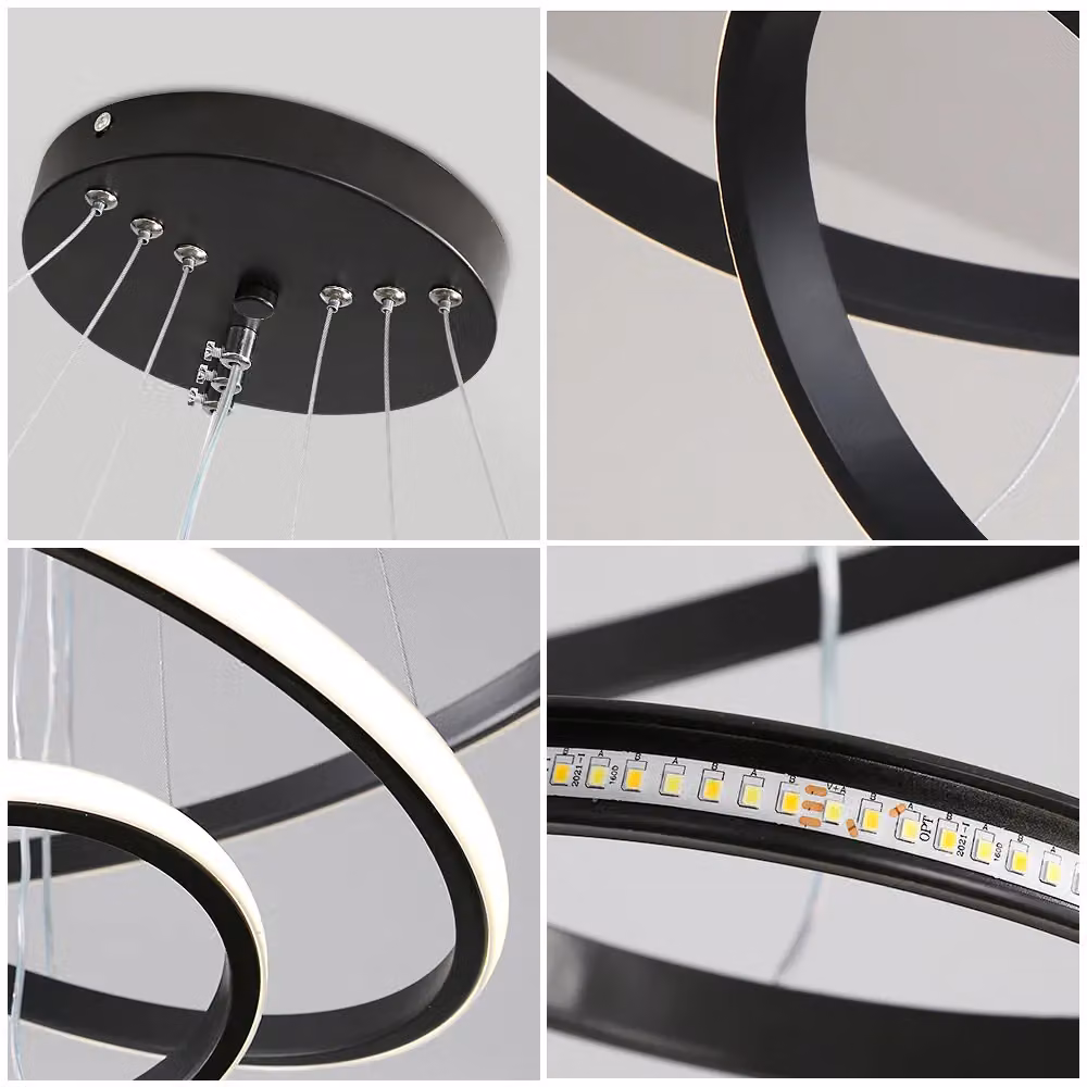 Pheashine Modern Black Ring Pendant Light, 36W, Height Adjustable with Colour Changing CCT (3000K-6500K) – 3