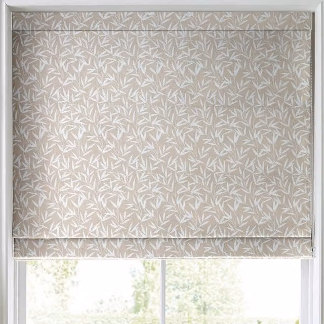 Laura Ashley Willow Leaf Chenille Made to Measure Blackout Roman Blind in Beige Floral Pattern