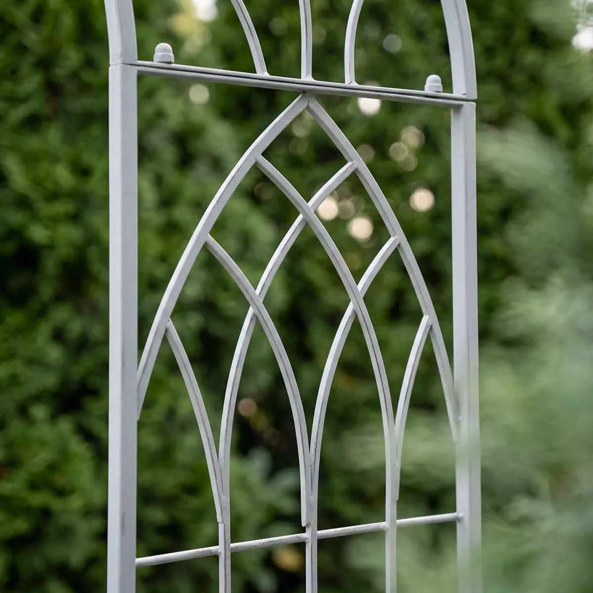 Charles Bentley Decorative Metal Garden Arch in Grey and White, H 211 cm x W 103 cm – 2