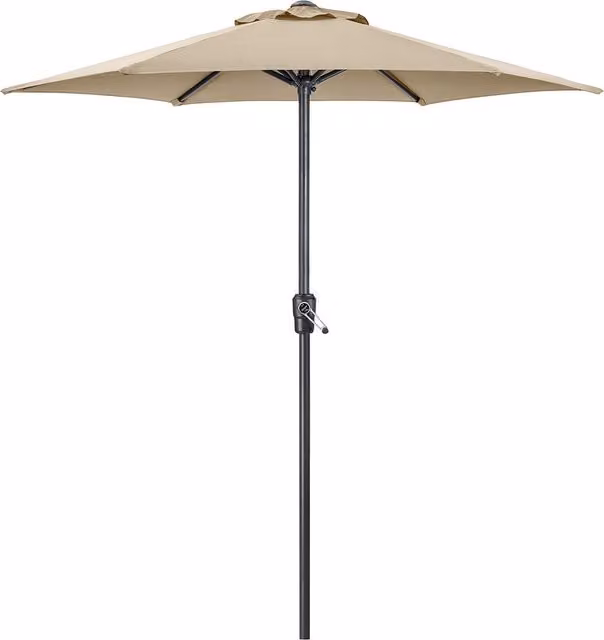 Christow Garden Parasol Umbrella in Beige and Brown with Steel Frame and Polyester Canopy, Diameter: 240 cm