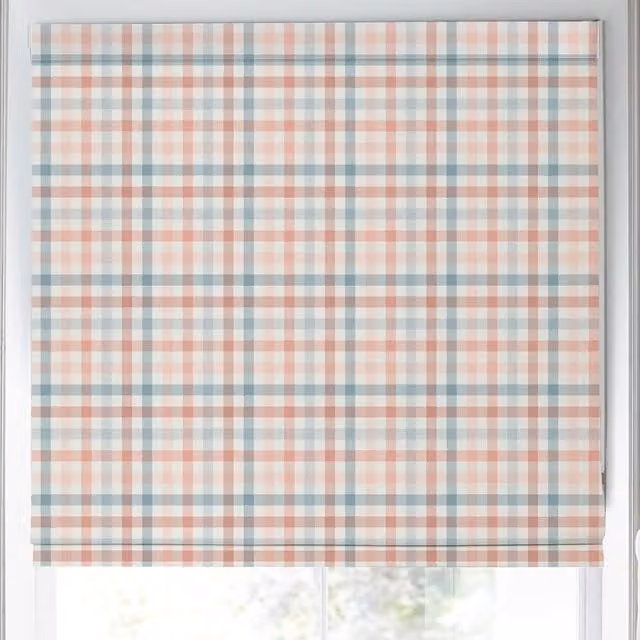 Laura Ashley Cove Check Blackout Made to Measure Roman Blind in Pink