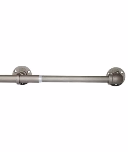 New Edge Blinds Grey Metal Straight Curtain Pole, Width: 120 cm