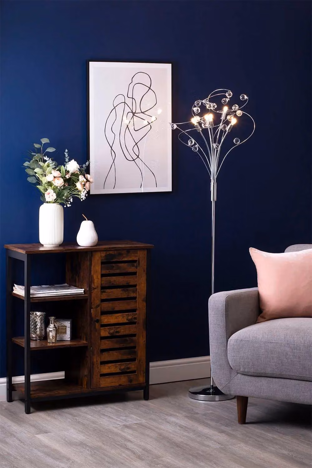 BHS Lighting Lila Floor Lamp in Chrome and Silver with Transparent Glass – 2