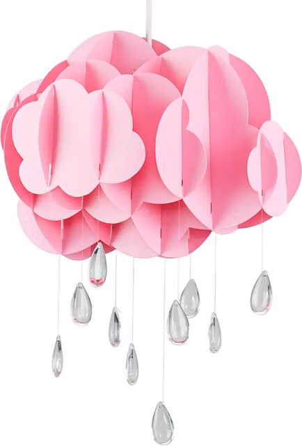 ValueLights Pink Ceiling Pendant Light with Jewel Raindrop Droplets