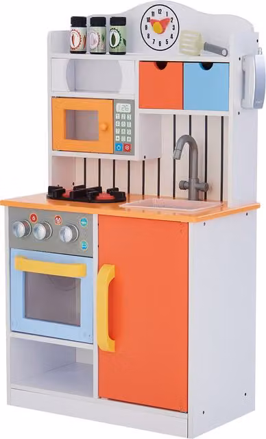 Teamson Kids Little Chef Florence Classic Play Kitchen in Red and Multicolour Wood