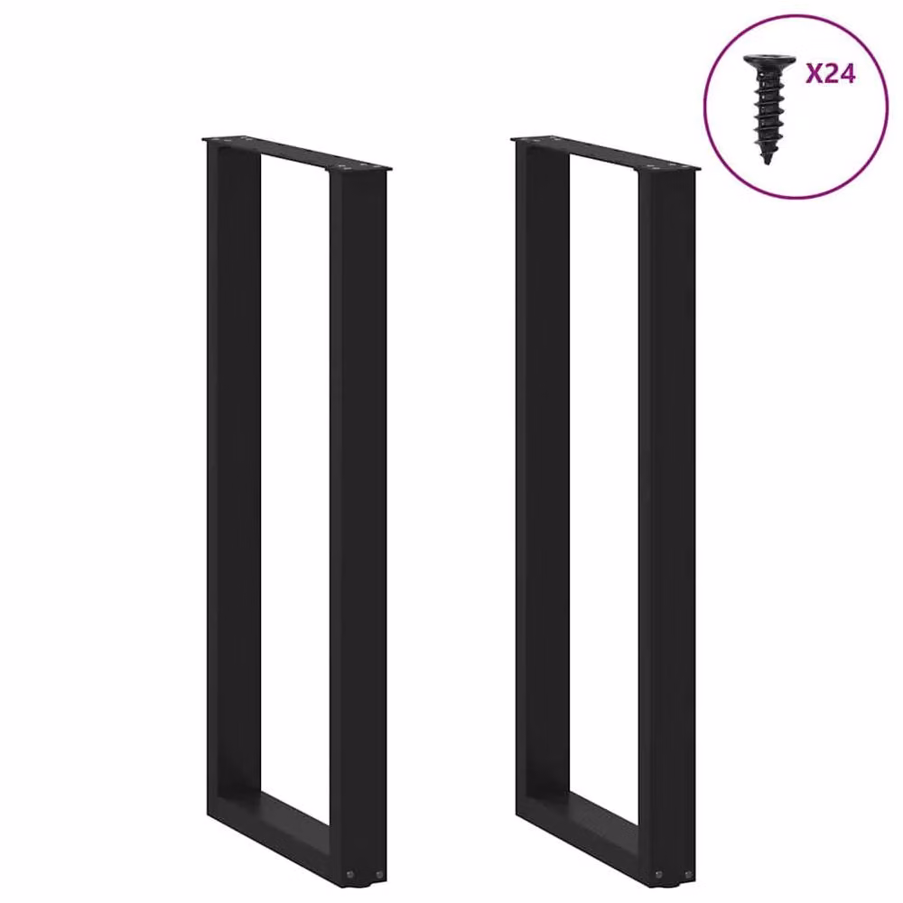 Berkfield Home U-Shaped Coffee Table Legs, 2 Piece Black Steel Set, H: 50 cm, W: 110-111 cm – 3