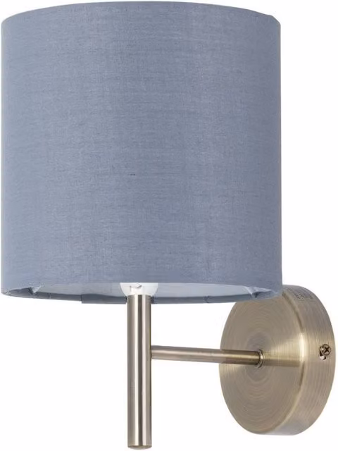 First Choice Lighting Brea Antique Brass Wall Light with Grey Fabric Shade – 1