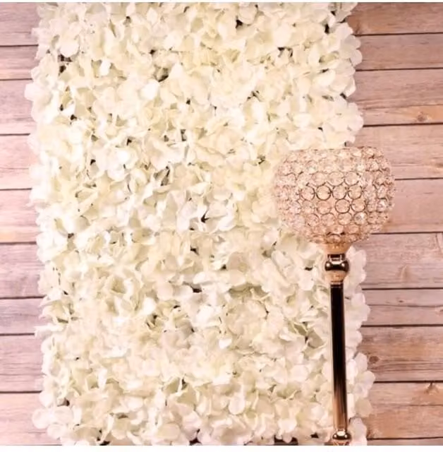 KDMD Off-White Cream Hydrangea Flower Wall Bundle, W: 2.4 m, H: 1.6 m