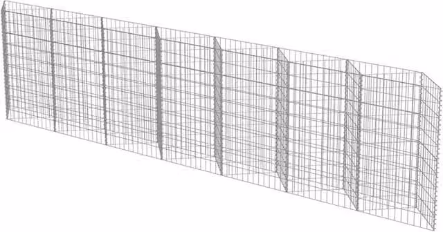 Berkfield Home Durable Galvanised Steel Gabion Fence in Silver, W/D/H: 450 x 30 x 100 cm