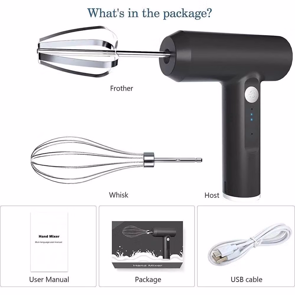 EONLION Cordless Rechargeable Electric Handheld Whisk and Egg Beater in Black – 2
