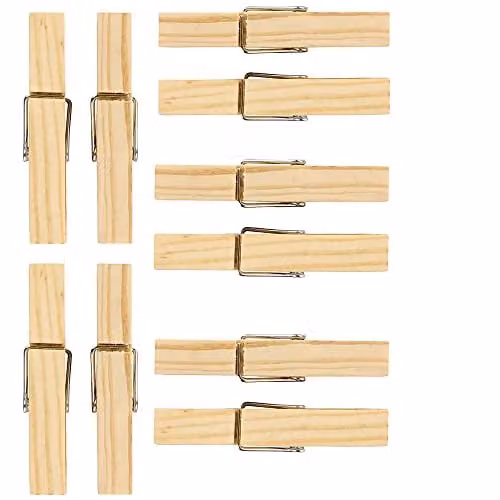 UMKYTOYS 100 Wooden Craft Laundry Pegs in Brown for DIY Arts and Crafts