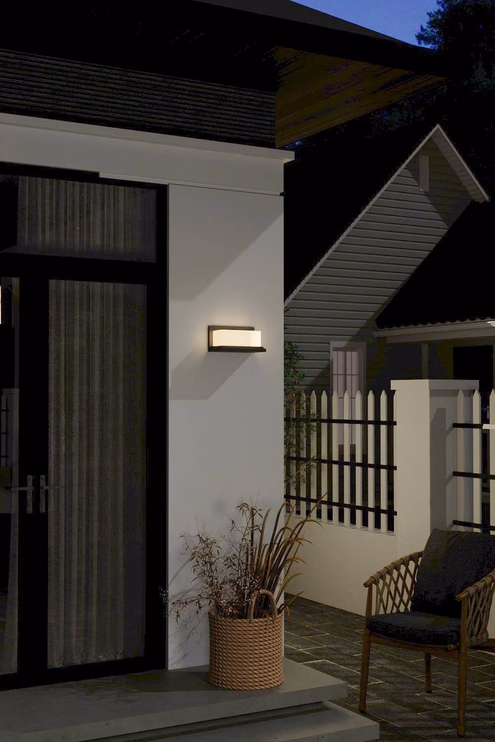 Garden Sanctuary Black Rectangular IP65 Waterproof Outdoor LED Wall Light with Warm White Accent – 3