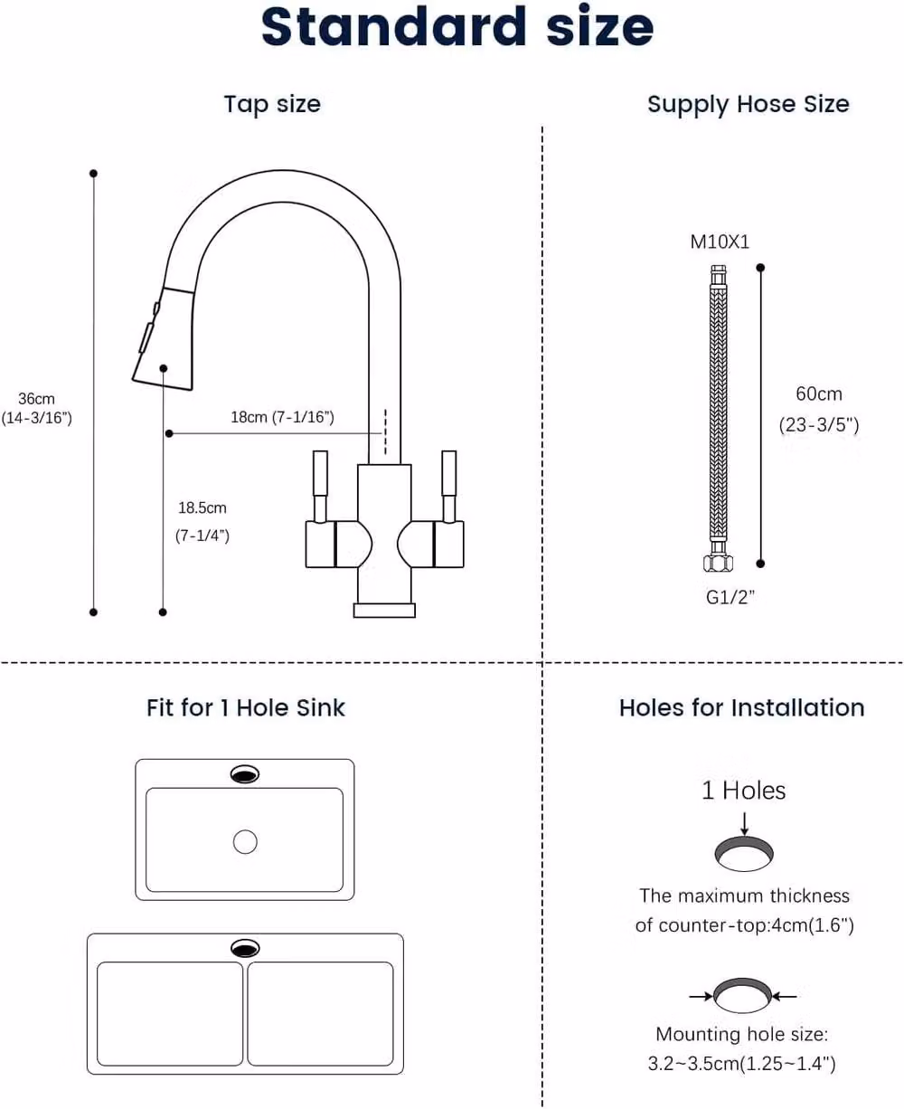JANLEMNY Dual Lever Kitchen Sink Mixer Tap with Pull-Out Spout and 360 Degree Swivel in Silver Brushed Steel – 8