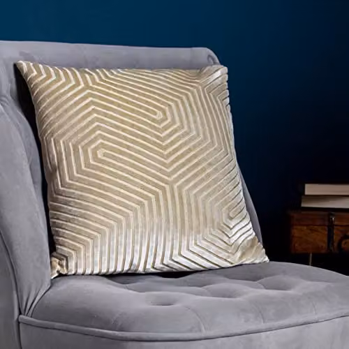 Paoletti Evoke Square Velvet Cushion in White and Beige, W/D/H: 45 x 45 x 45 cm – 2