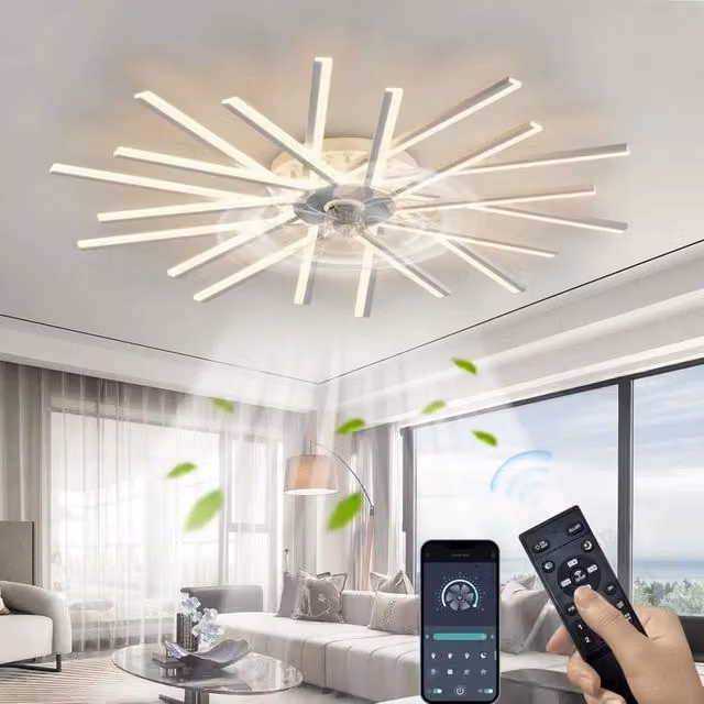 Garwarm Dimmable Reversible Ceiling Fan with LED Lights and Remote Control, White – 1