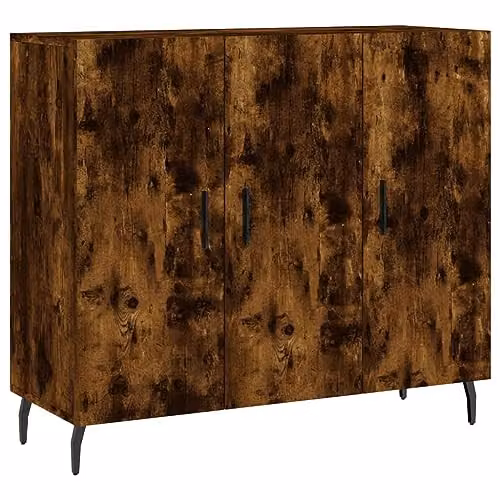 vidaXL Modern Sideboard in Smoked Oak and Brown, W/D/H: 90 x 34 x 80 cm – 1