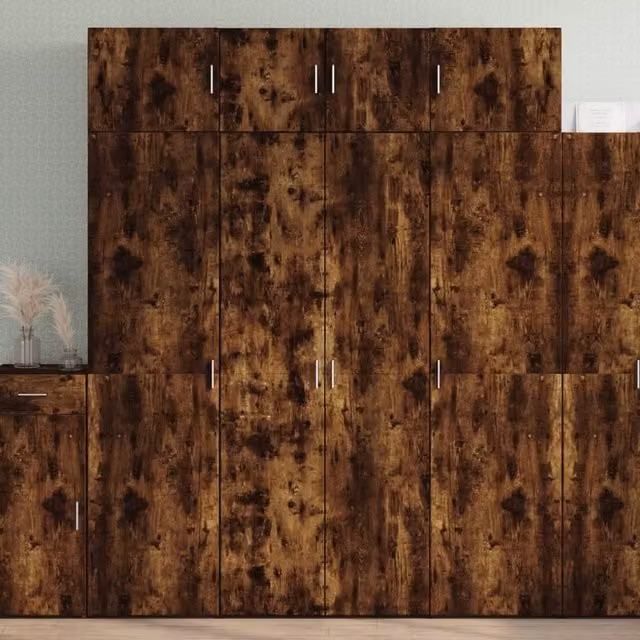 Berkfield Home Smoked Oak Highboard in Brown, W/D/H: 80 x 42.5 x 185 cm