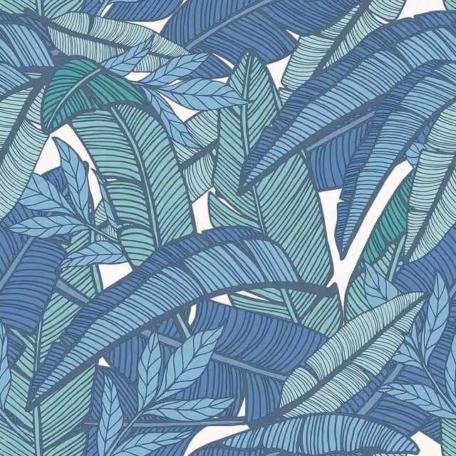 Arthouse Botanical Banana Leaves Floral Wallpaper in Blue, Green and White