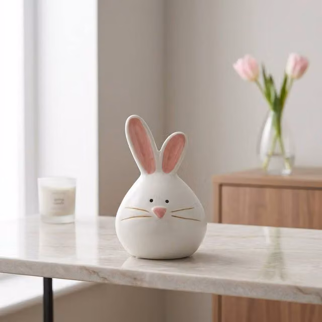 Garden Greatness Decorative Standing Rabbit Ornament in White and Multicolour