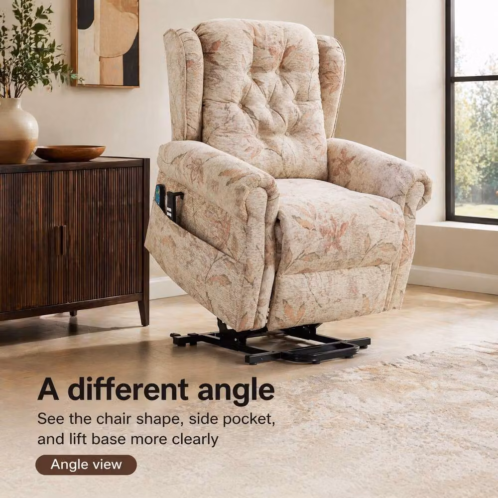 STILVORA Beige Fabric Dual Motor Lift Recliner Chair with Heat and Massage – 2
