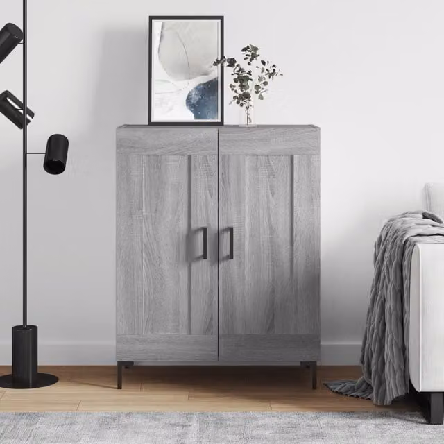 Berkfield Home Grey Sonoma Sideboard in Engineered Wood, W: 69.5 cm, D: 34 cm, H: 90 cm