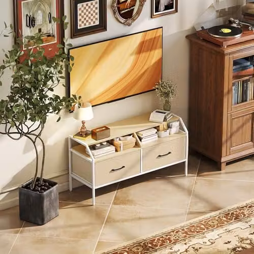 HOMCOM Industrial TV Stand Cabinet in Black, Brown and Beige, W: 90 cm, D: 35 cm – 6